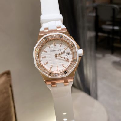 2024 New Copy AP Rose Gold Case Precision Swiss Quartz Movement Diamond Bezel Watch